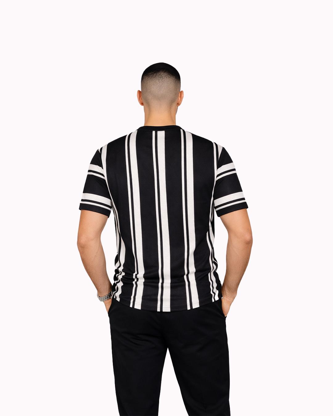 Striped Knitted T-Shirt – Black/White Vertical Stripe - image 1
