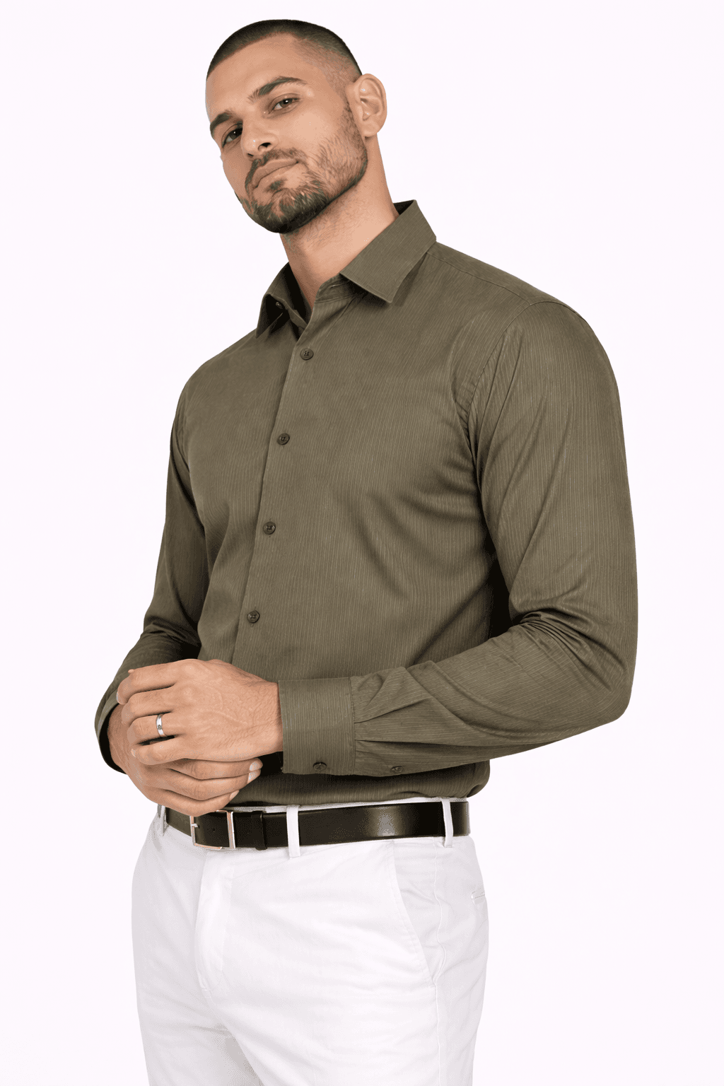 Men’s Olive Green Formal Shirt - image 1