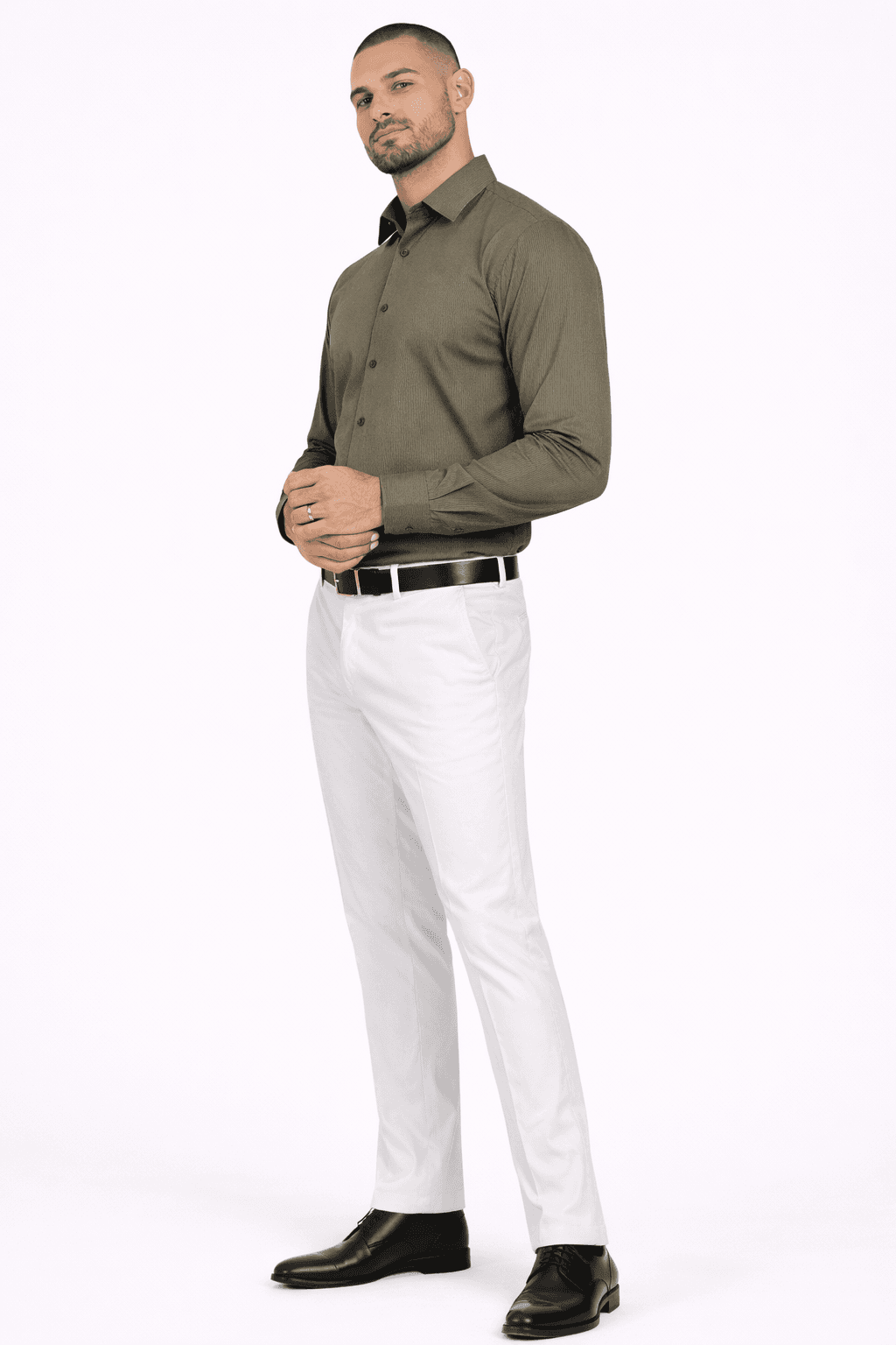 Men’s Olive Green Formal Shirt thumbnail 4