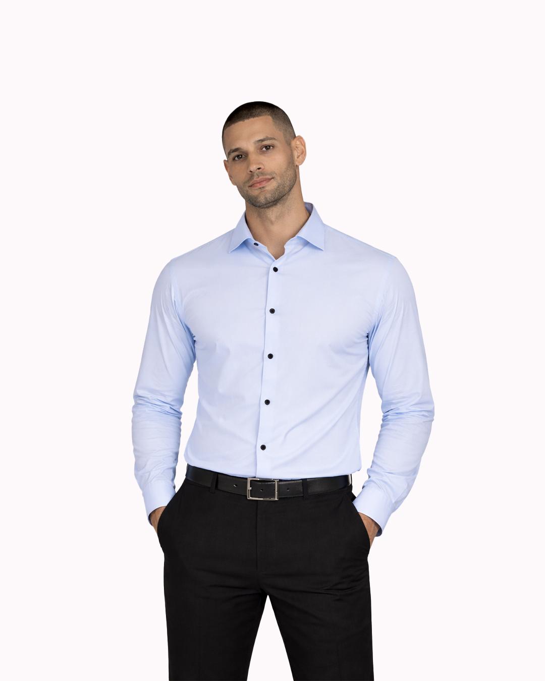 Men’s Full-Sleeve Formal Shirt — Solid Light Blue thumbnail 4